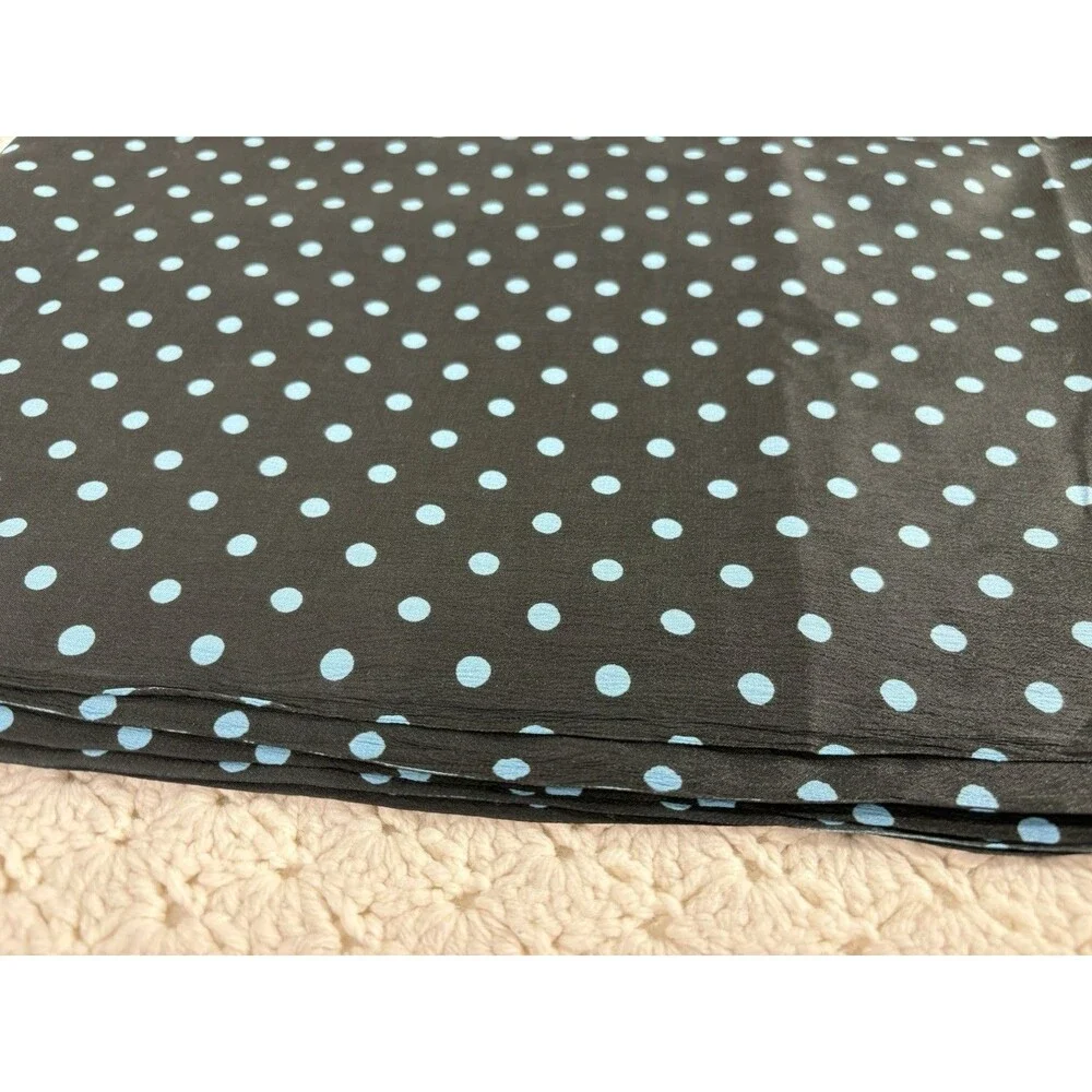 Fabric Vintage Dacron Polyester Black Blue Polka Dot 4 Yds 42